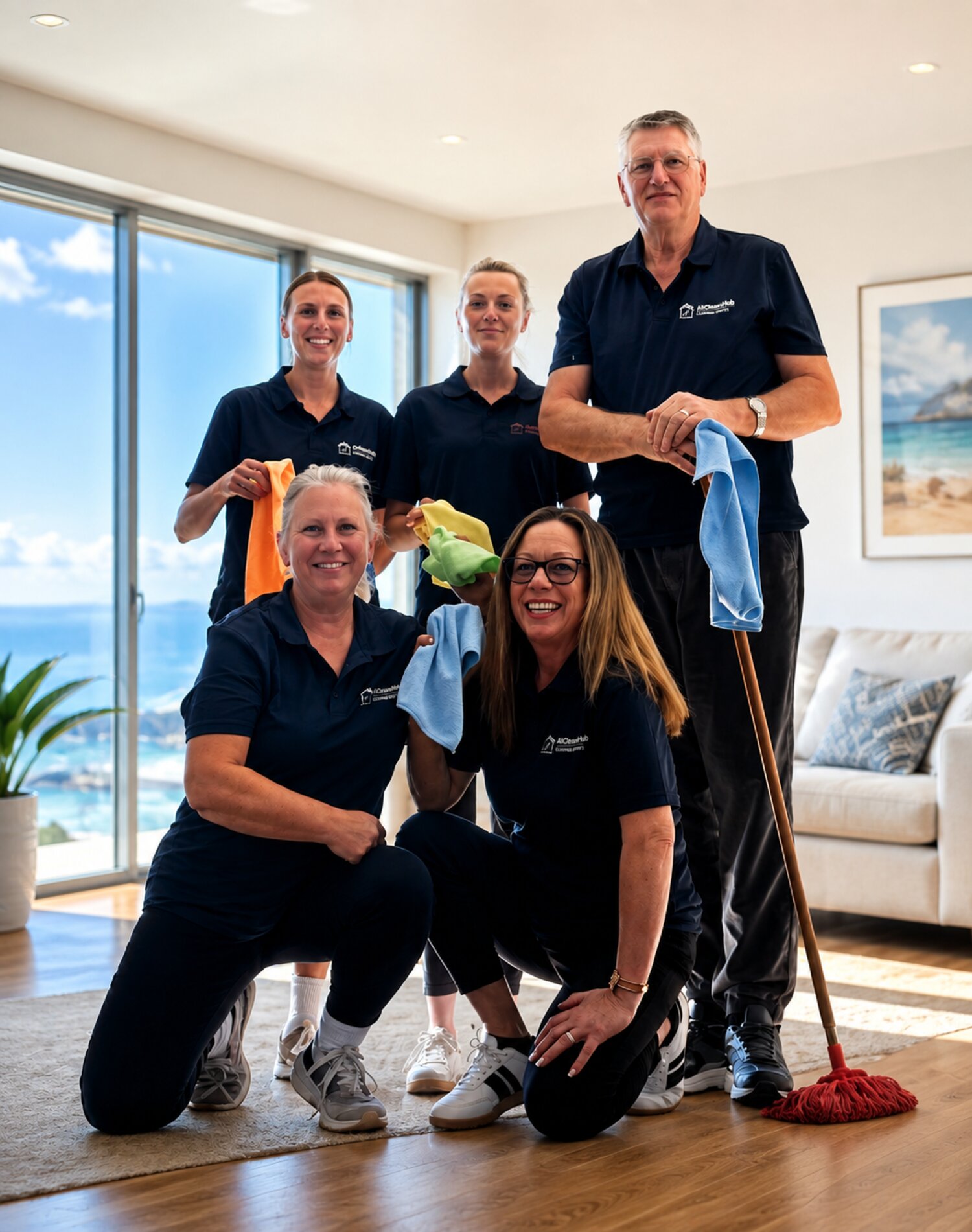 The Air Cleaner Hub cleaning team in a Forster holiday home